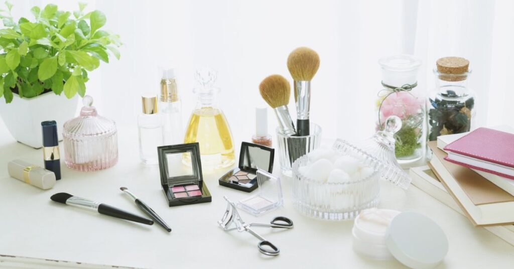 skincare products setup