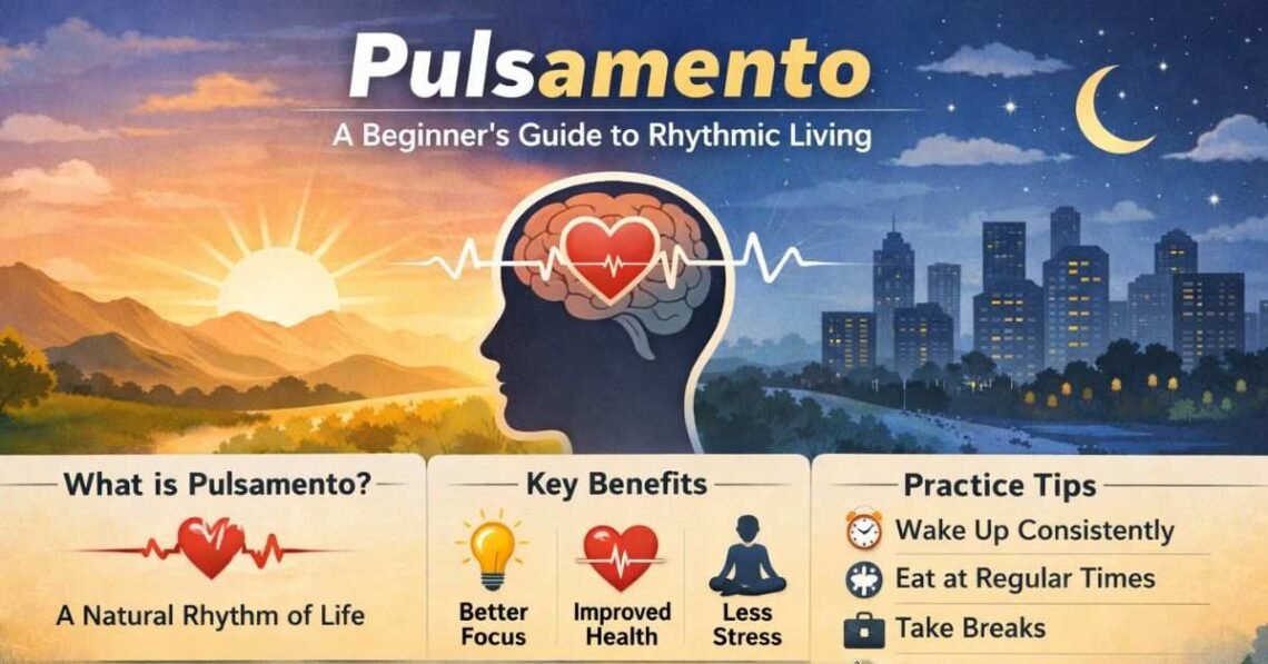 Pulsamento infographic with daily life rhythm and tips